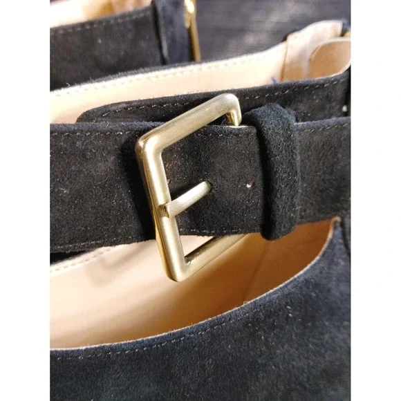 ADRIENNE VITTADINI SIZE 9.5 AV-GAIL BLACK BACK ZIP T-STRAP SEUDE PUMP - Picture 8 of 12